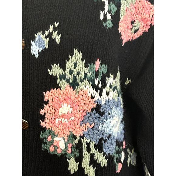 Gorgeous Hand Knit Floral Cotton Blend Cardigan Y2K Paris Sports Club 20… - Picture 4 of 11